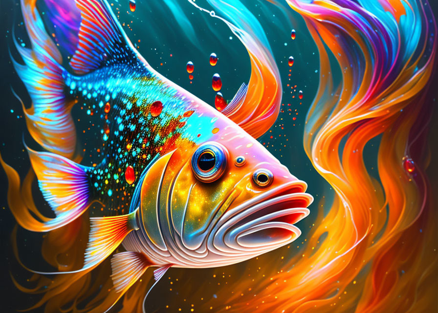Colorful Fish Artwork in Vibrant Digital Style