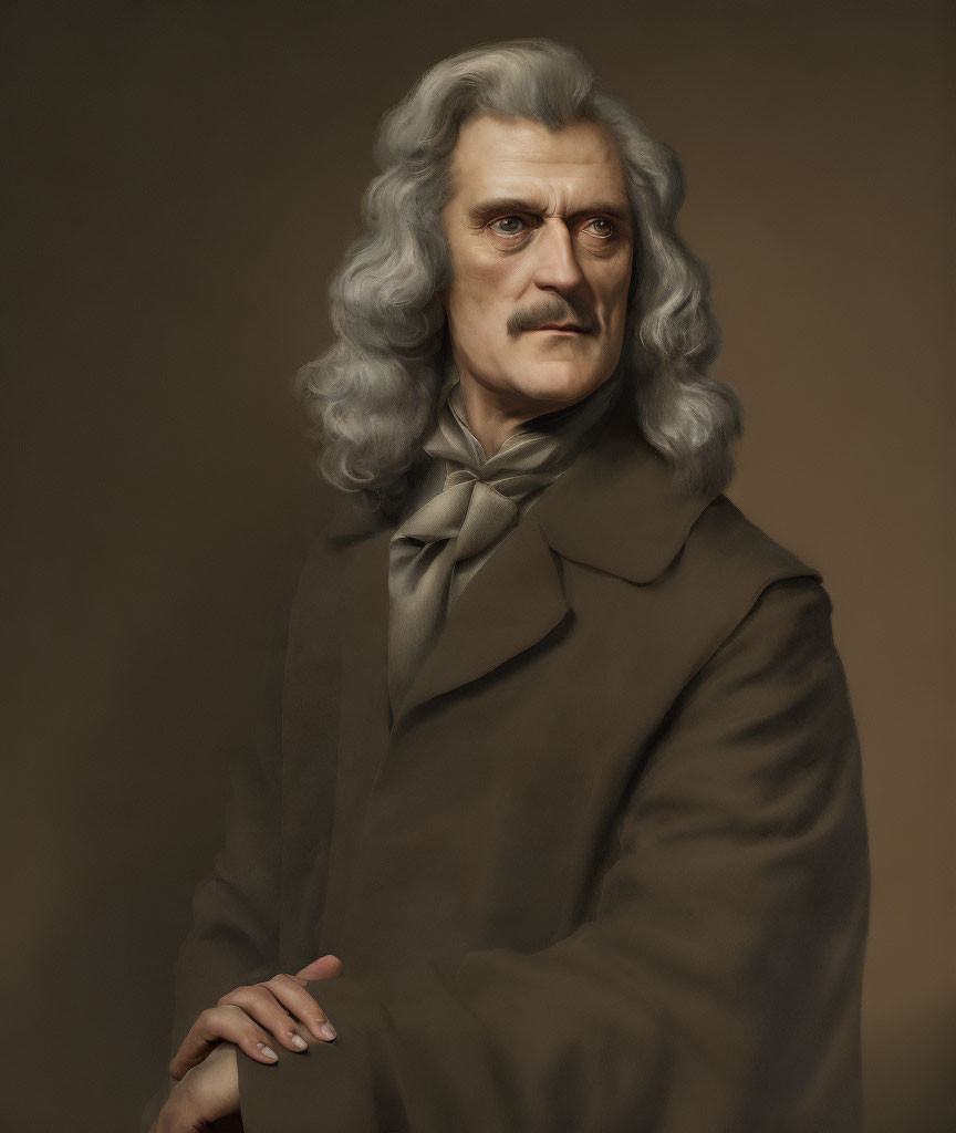 Elderly man with long grey hair in dark suit portrait