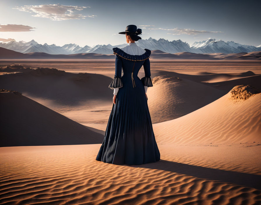 Woman watching the desert