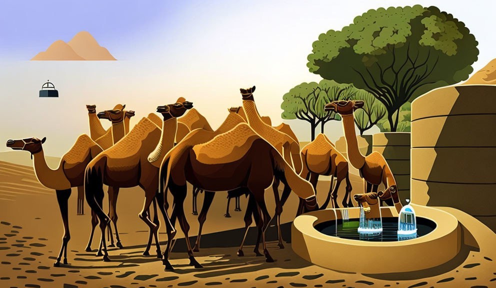 Drinking camels
