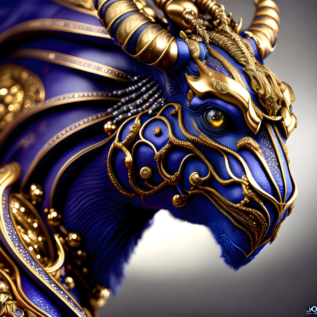 blue golden dragon