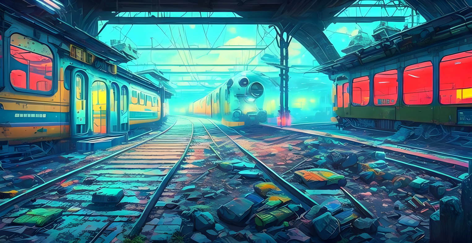 post-apocalyptic train station by Tokyo Genso