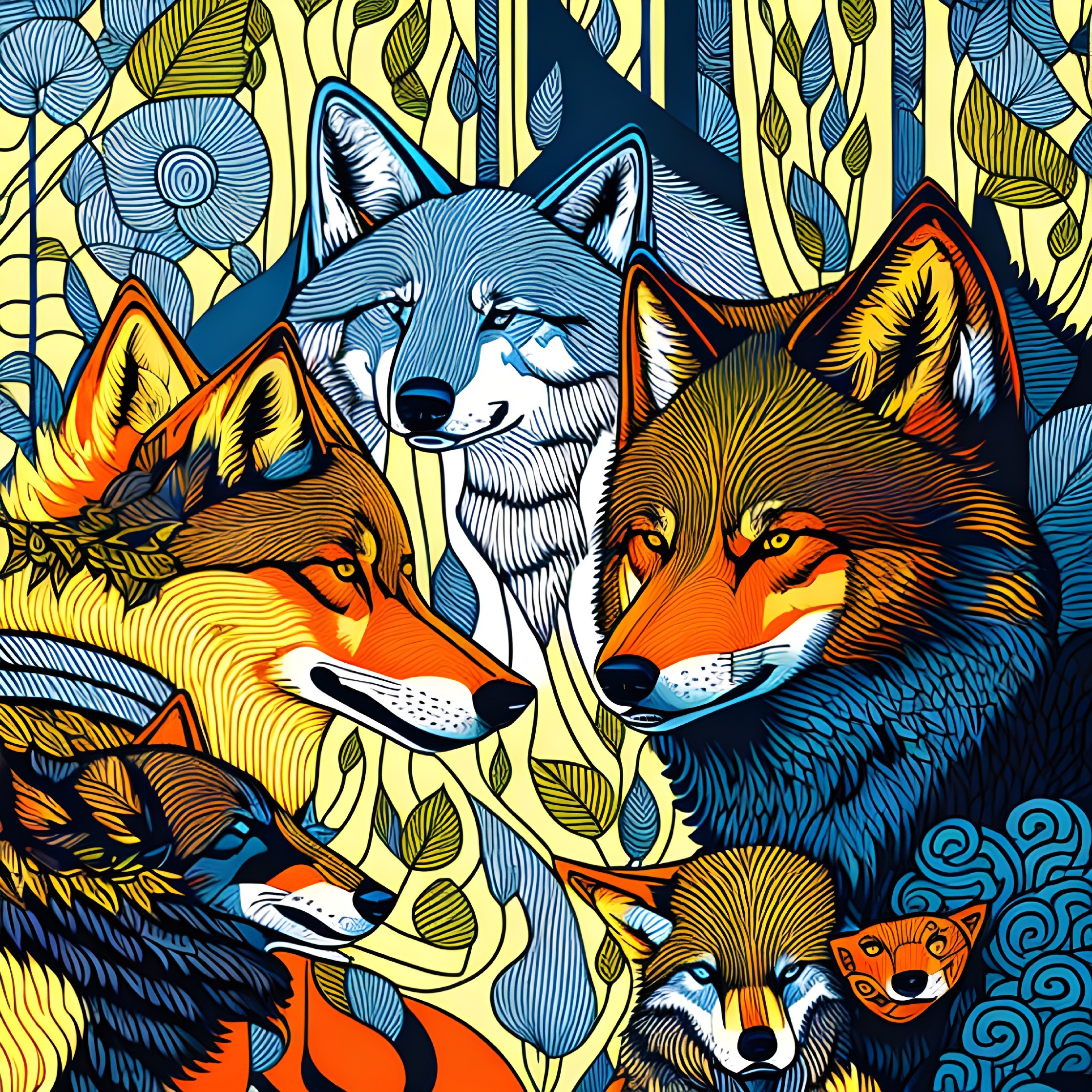 Vibrant Foxes in Nature's Embrace
