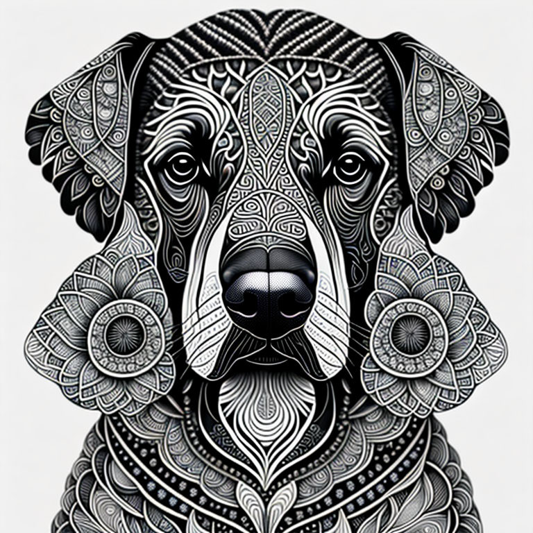 Zentangle dog pen art style