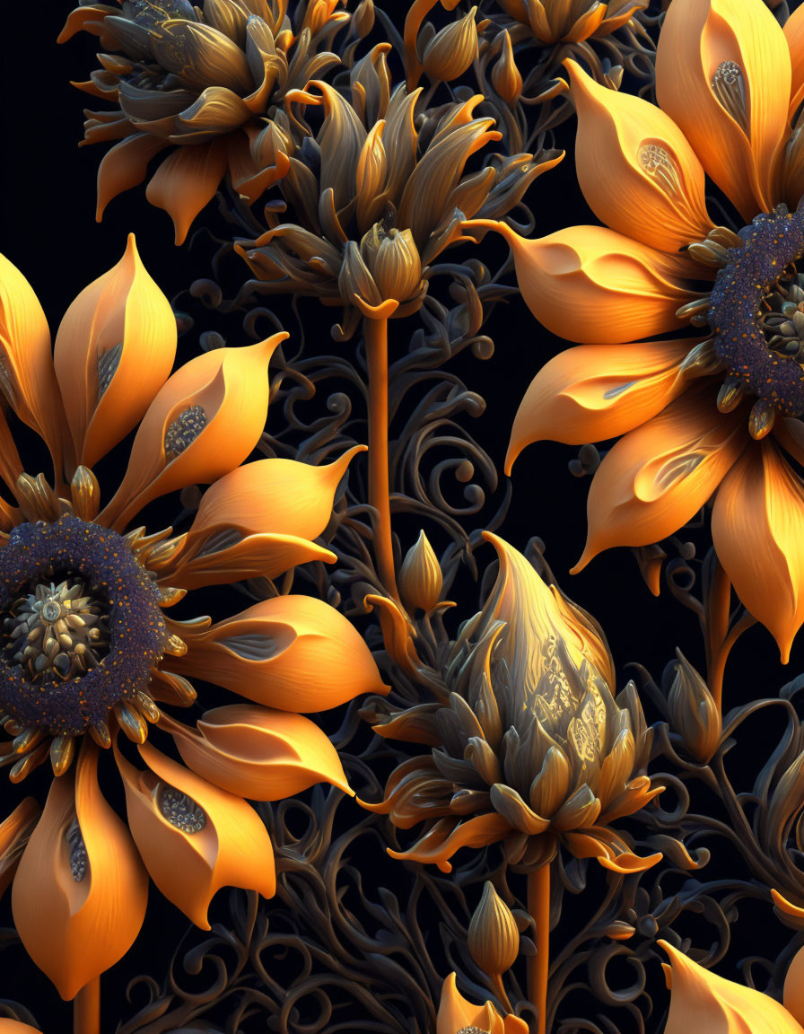 3D sunflowers