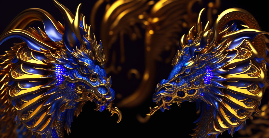 Blue gold dragons