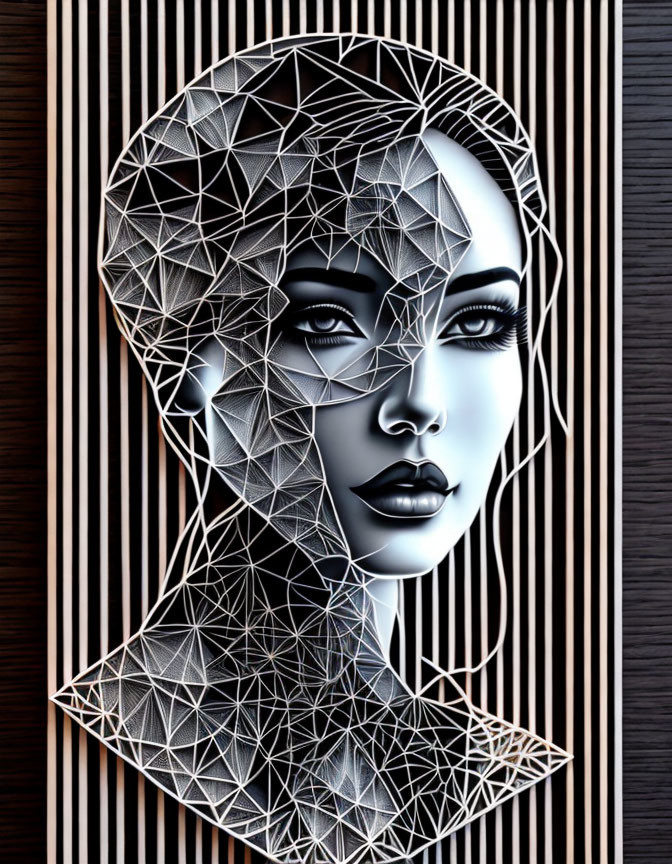 Woman portrait in the string art style