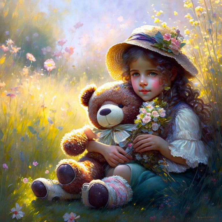 Cute small princess with her Teddy bear