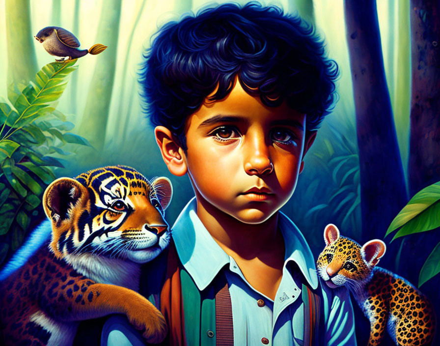 Maugli and his animal jungle friends
