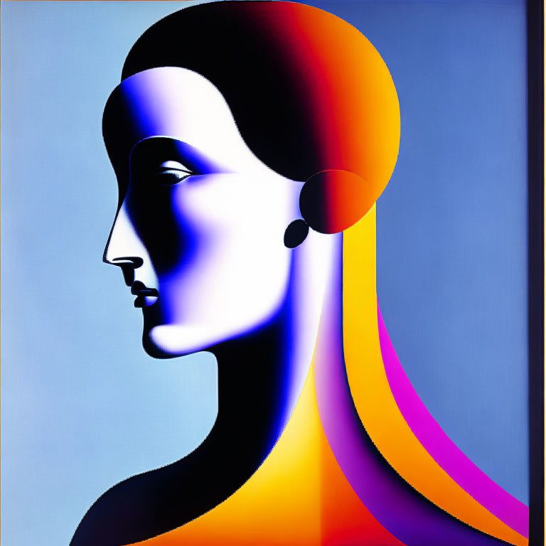 Dual-faced Profile Illustration in Modern and Classical Art Styles