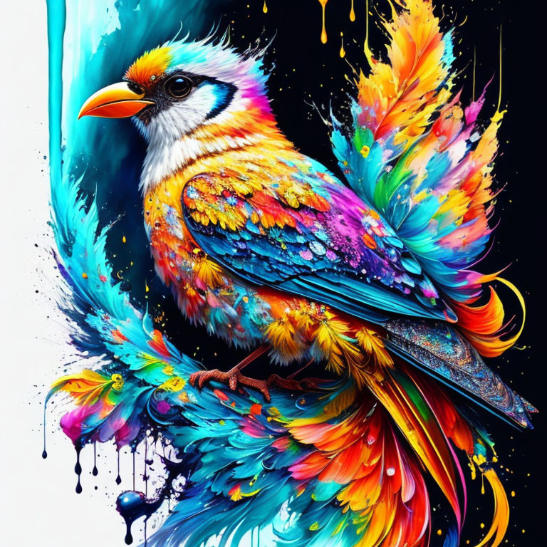 Colorful Bird Artwork with Dynamic Hues