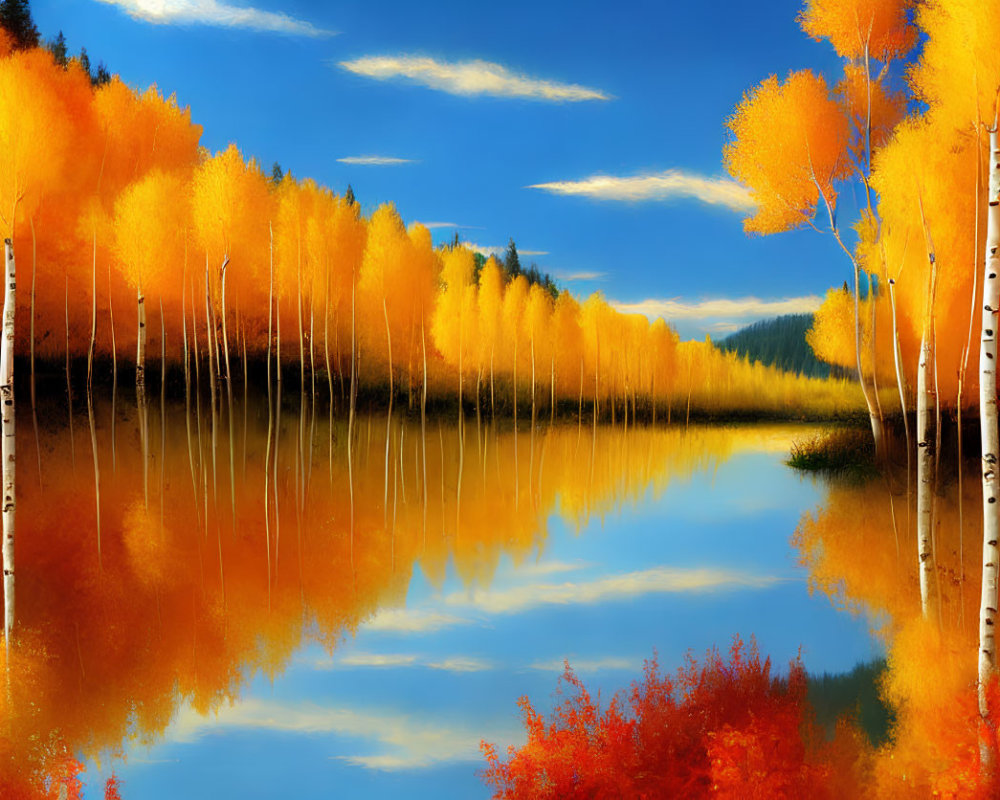 Tranquil Autumn Landscape with Reflecting Lake