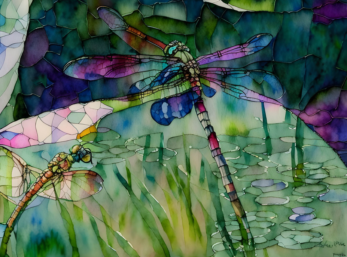 Watercolor of dragonfly