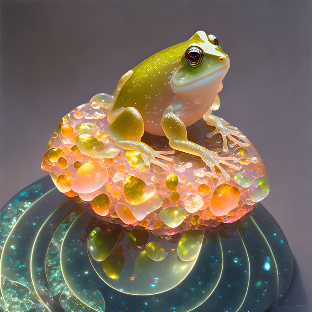 Glass Frog on a Mushroom in a Void