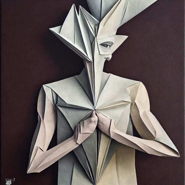 Geometric Human Figure Artwork with Origami-Inspired Design