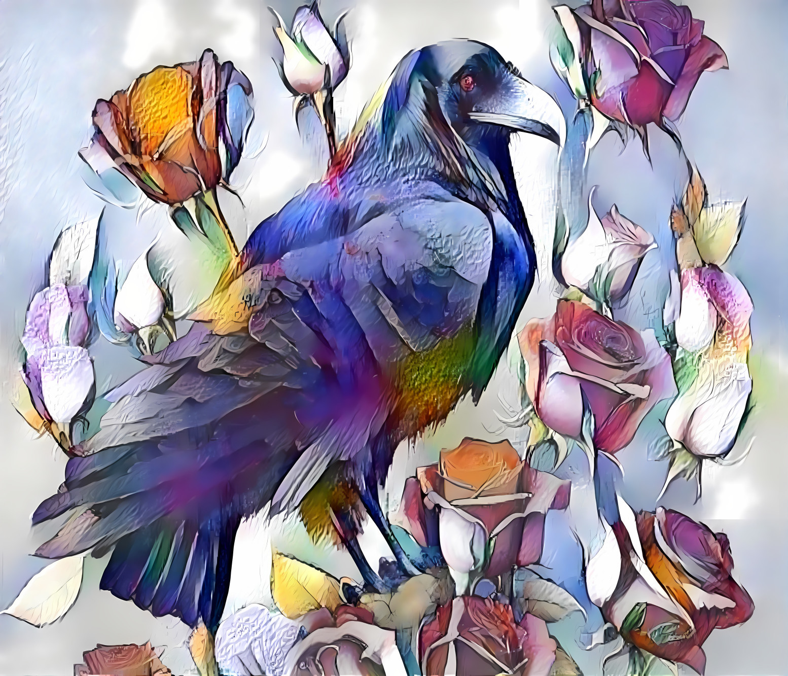 Raven and roses.