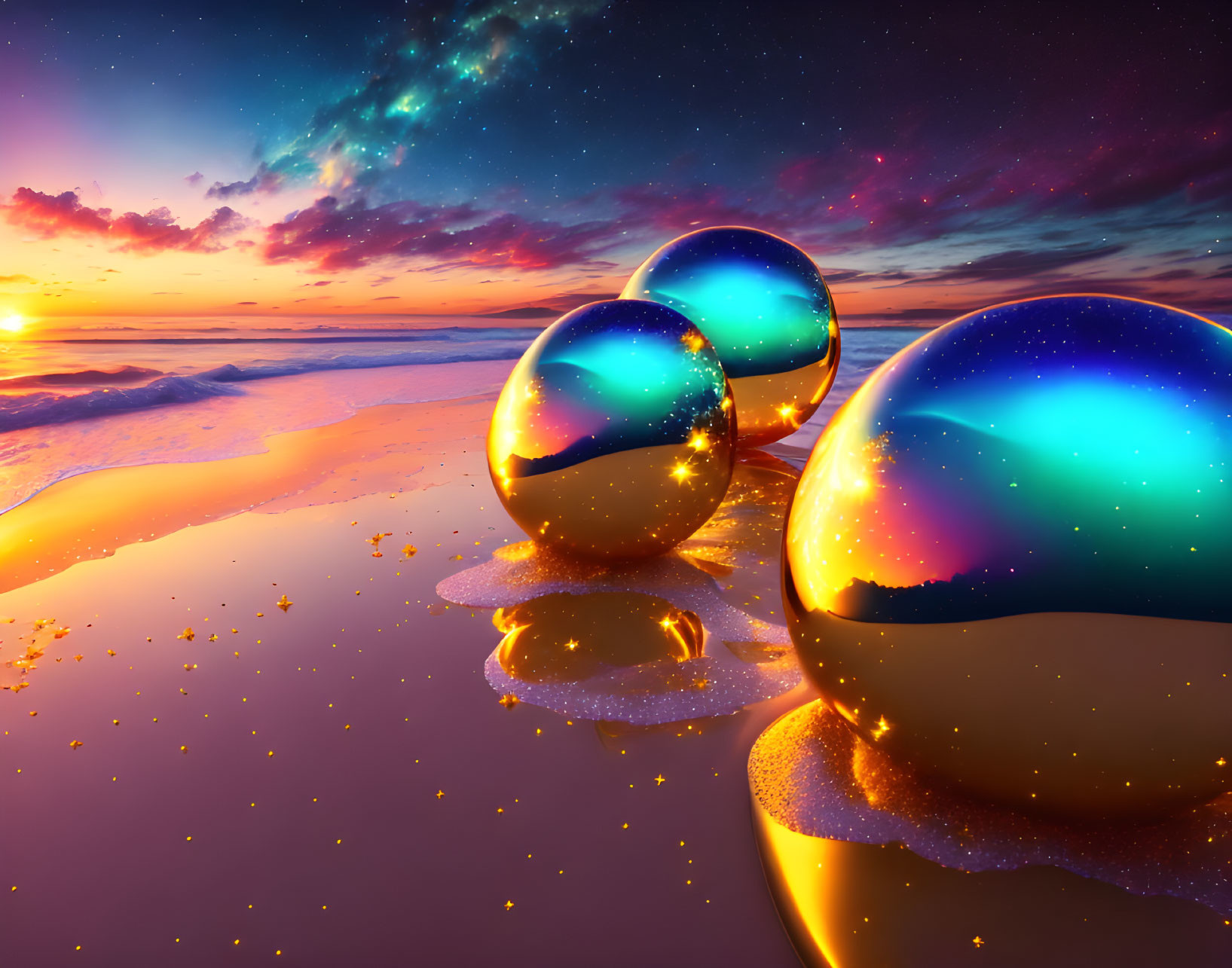 3 universes on a beach
