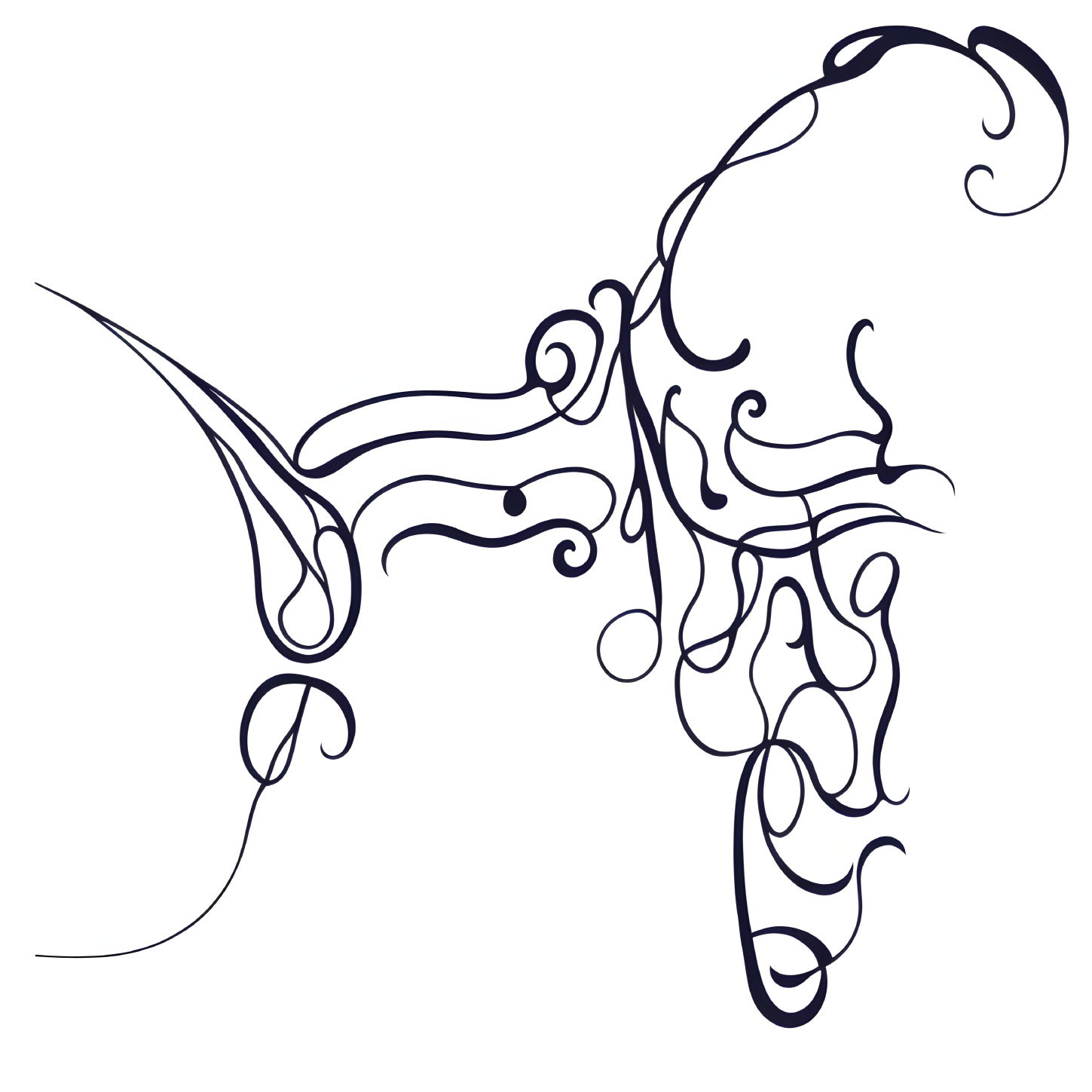 Abstract line art: Two profiles in swirls and curls