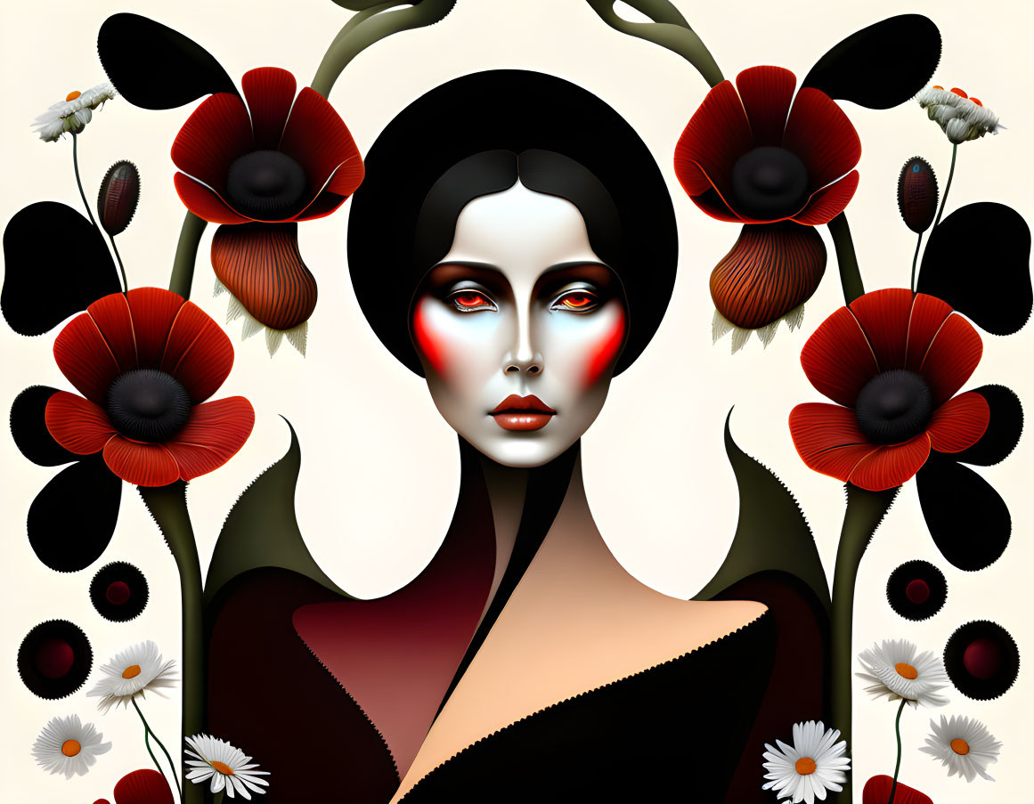 Woman and Poppies