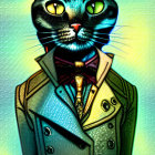 Steampunk cat with goggles and brass gear attire