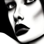 Monochrome portrait of woman with bold makeup