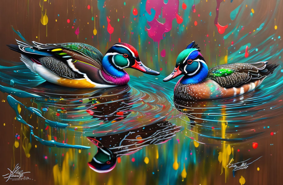 Super-colorful Wood Ducks