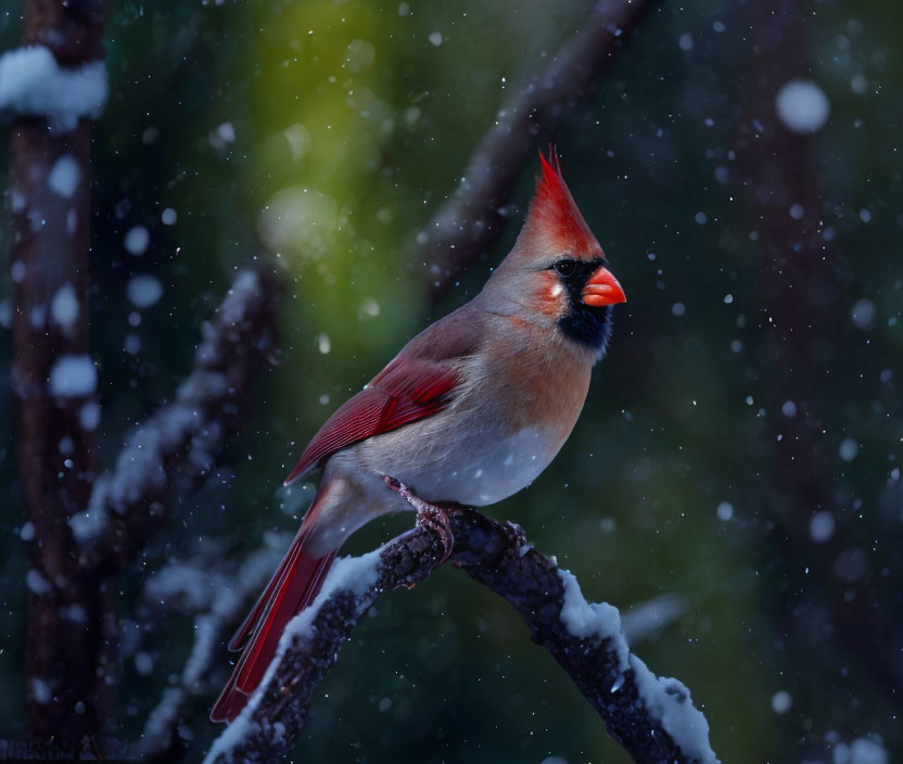 Female Cardinal on a Snowy Day