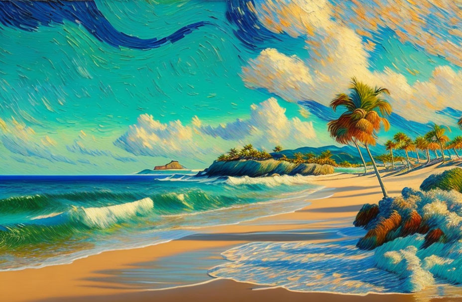 Maui Coastline, Van Gogh Style