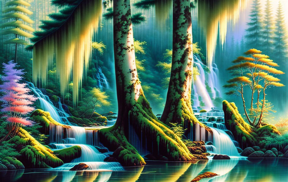 Cypress Waterfall Scene