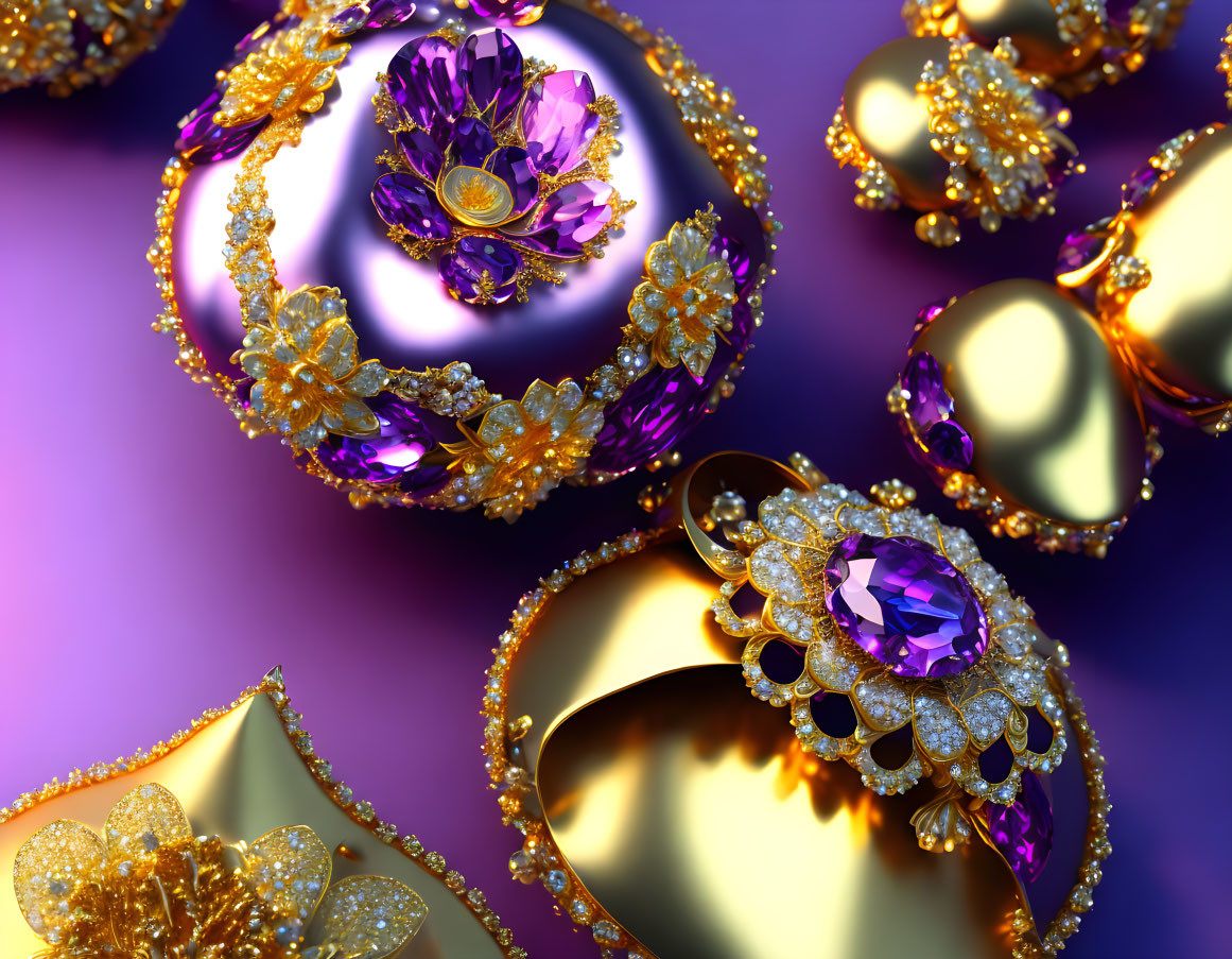 purple stones in gold sets