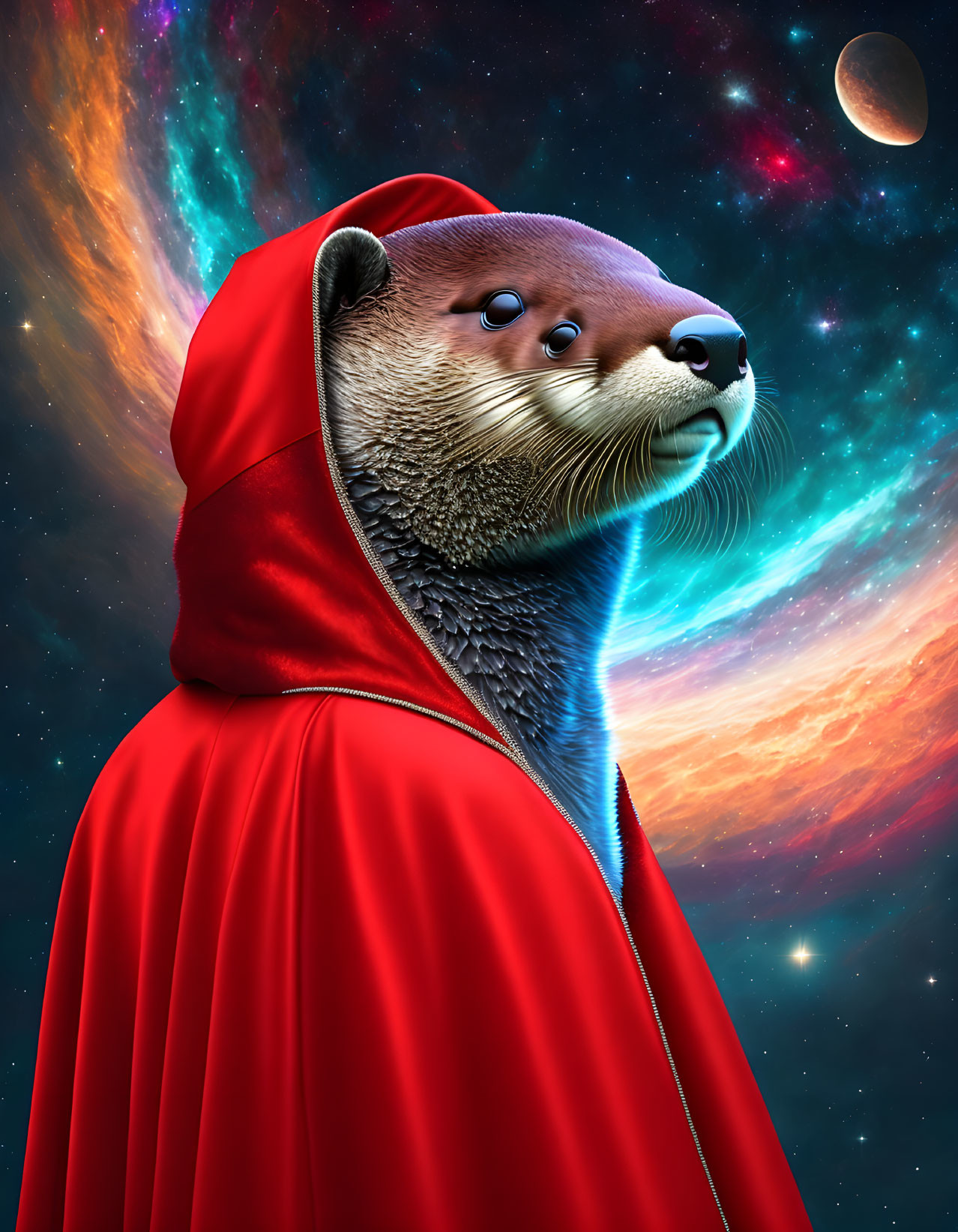 Otter in red cloak