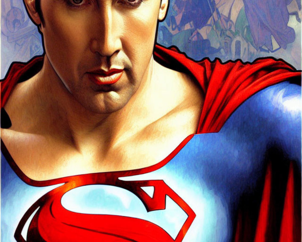 Superman illustration with red cape and "S" logo, alongside superhero partner