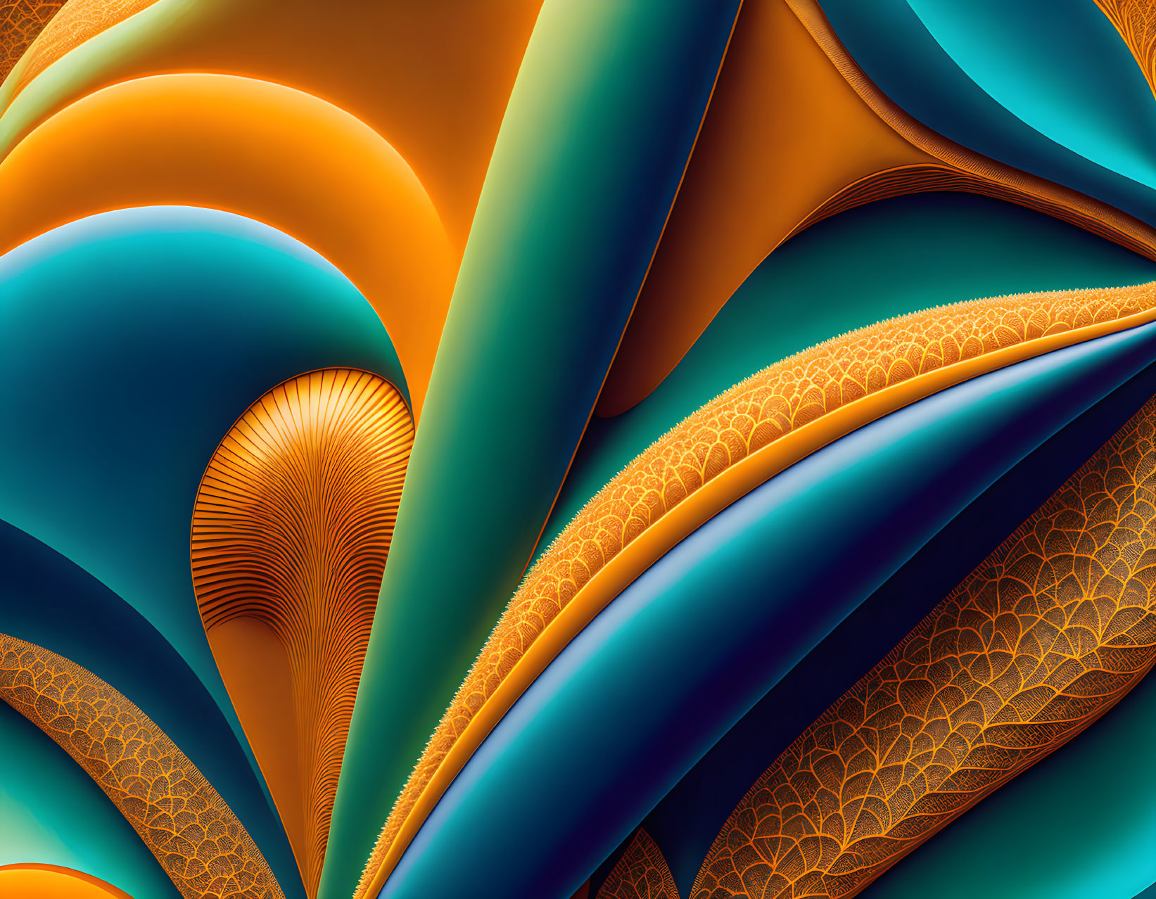 Colorful Abstract Art: Fluid Shapes in Orange, Teal, and Blue