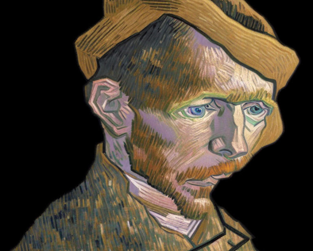 Stylized portrait of a man with blue eyes and ginger hair