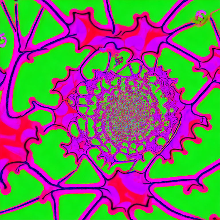 Vivid pink fractal pattern on neon green background