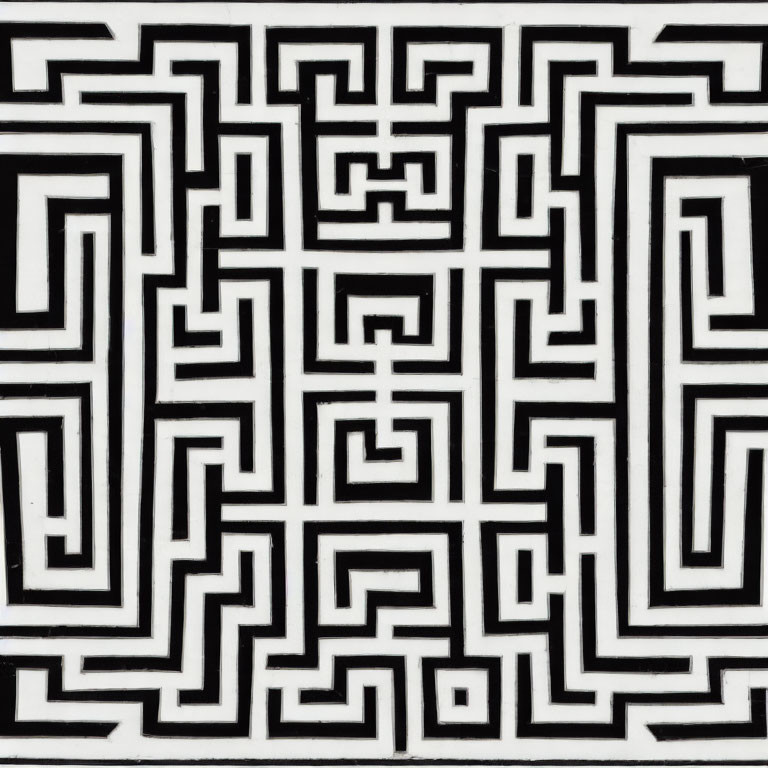 Monochrome square maze with intricate pattern