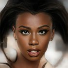 Detailed 3D-rendered female face with glossy skin and full lips
