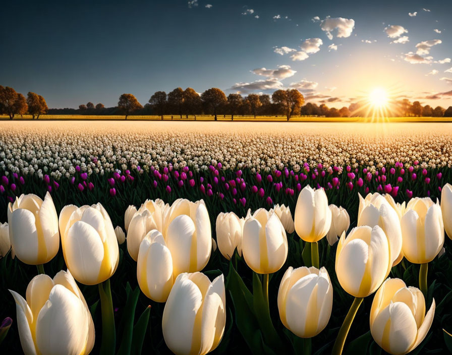 White tulip in a meadow