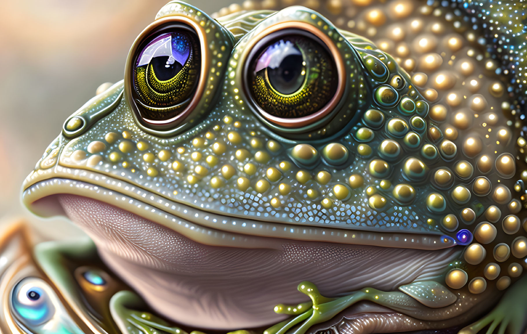 Colorful Textured Frog with Detailed Eyes and Shiny Skin