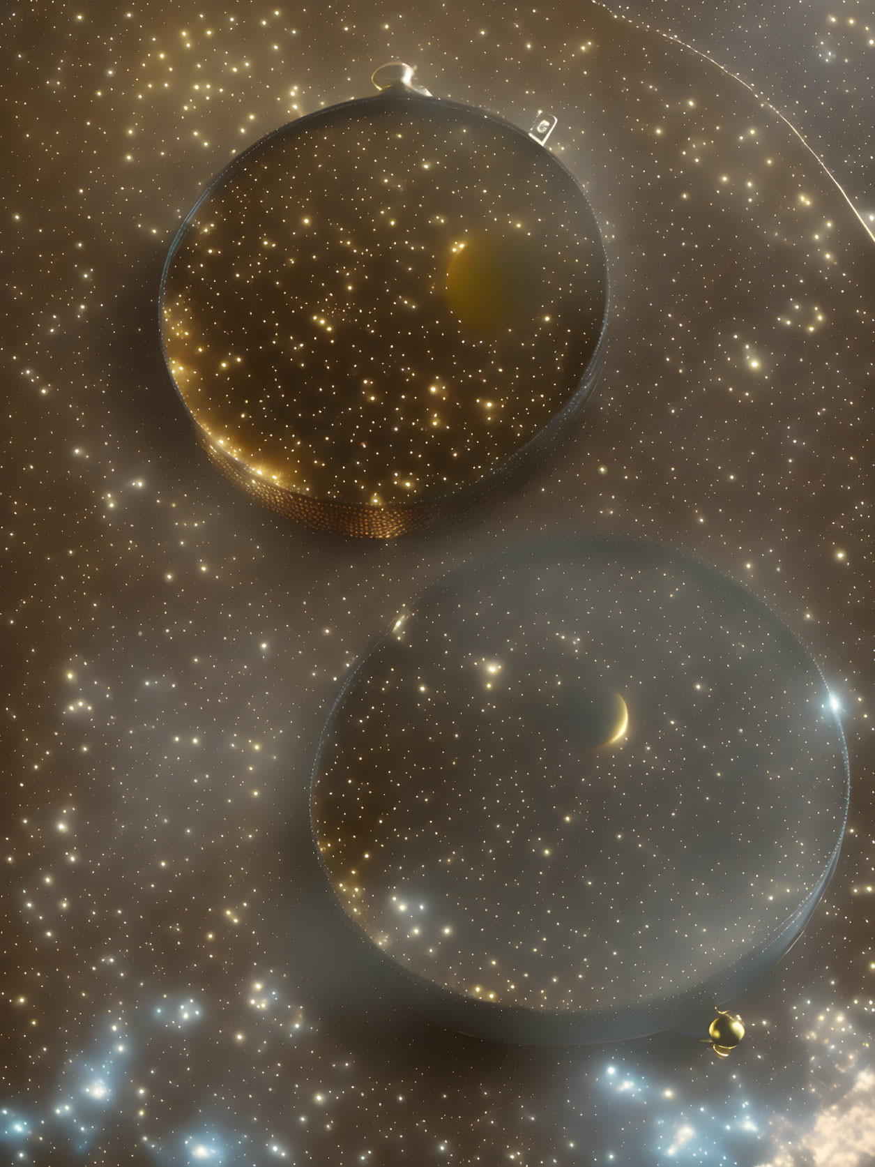 Transparent spheres in cosmic digital artwork
