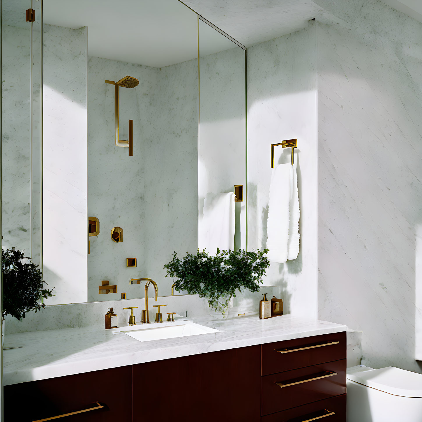 bathroom contemporary line mirror and marble by Ty