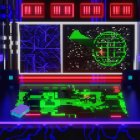Futuristic Spaceship Cockpit with Glowing Control Panels and Neon Lighting
