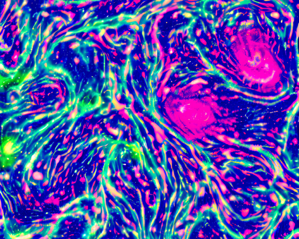 Abstract Neon Pink, Blue, and Green Swirls Artwork
