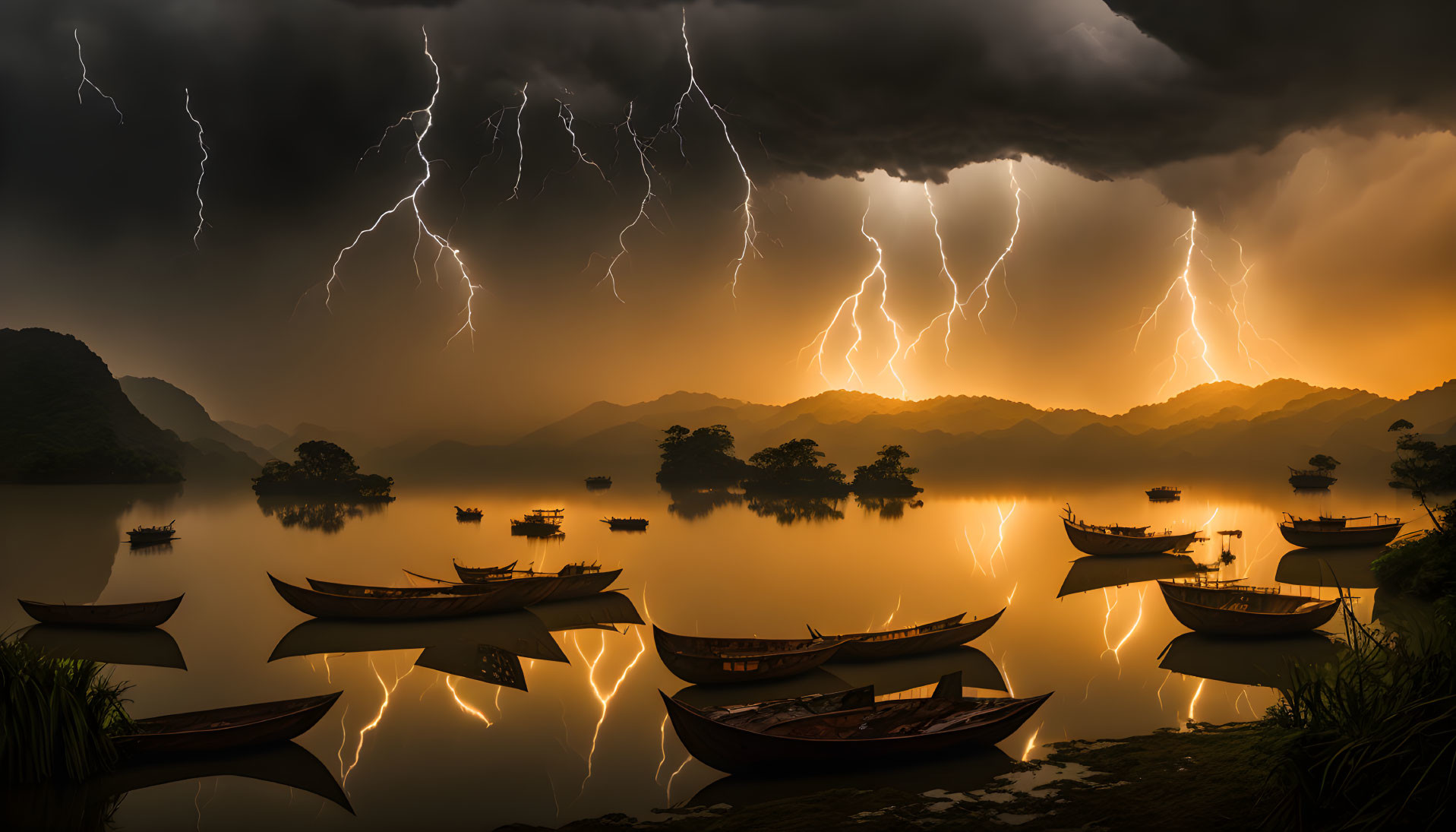 Stormy Lake in Vietnam