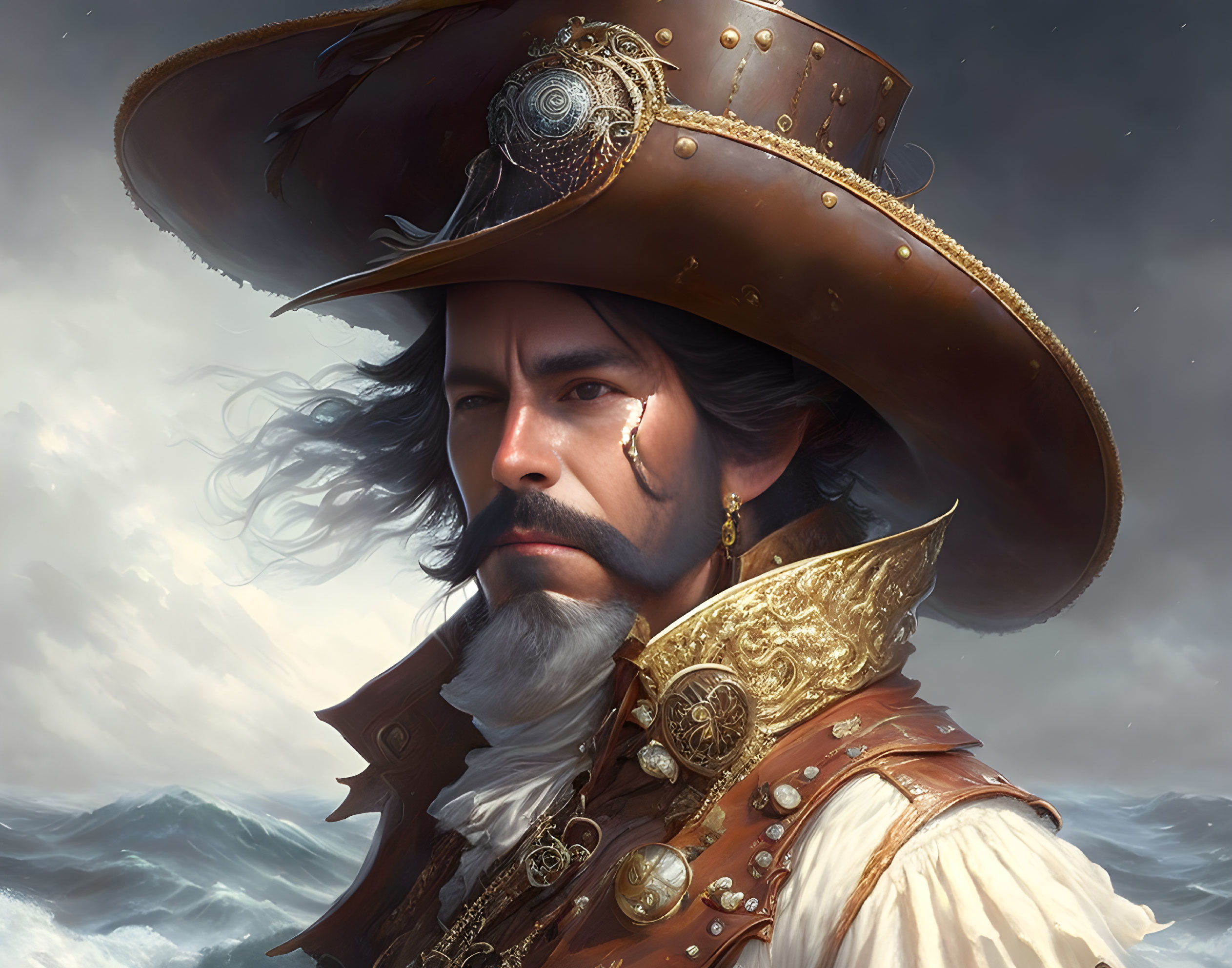 Pirate in Steampunk Style Portrait