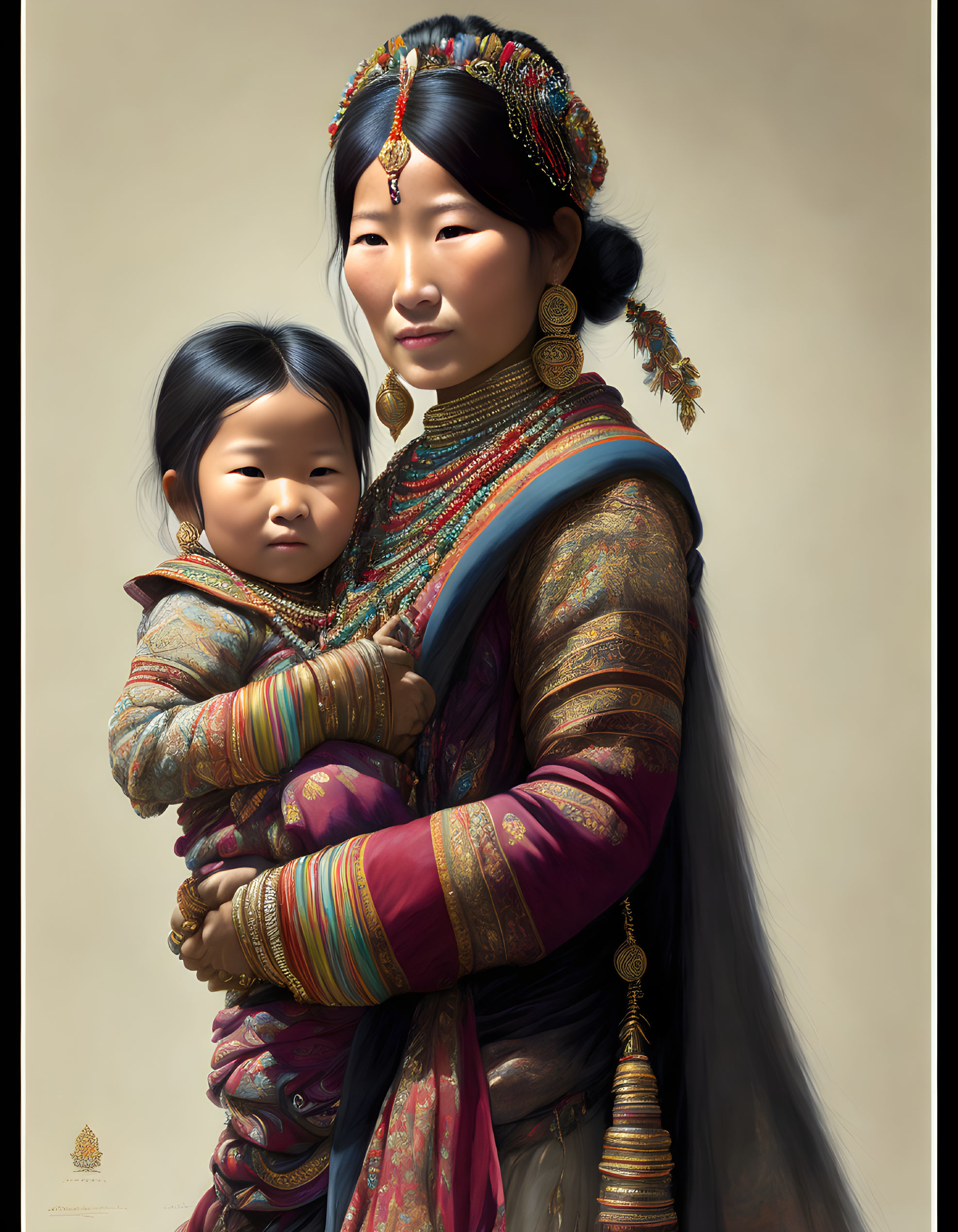 Tibetan WOman with Child