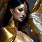 Regal woman in elegant gold jewelry and attire