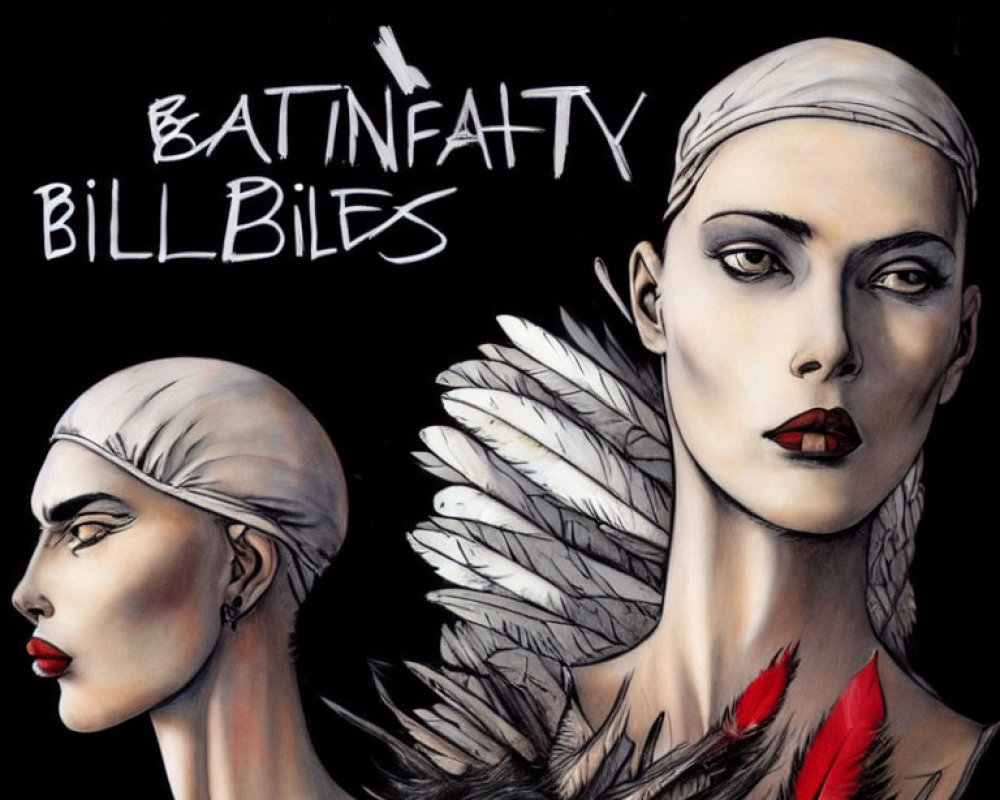 Stylized woman with white cap and feathers on album cover