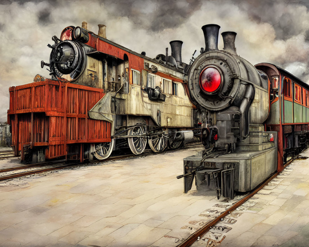 Vintage Steam Locomotives in Distressed Station Setting