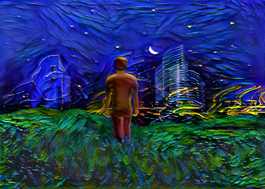 Painted on a blurred night photo. 